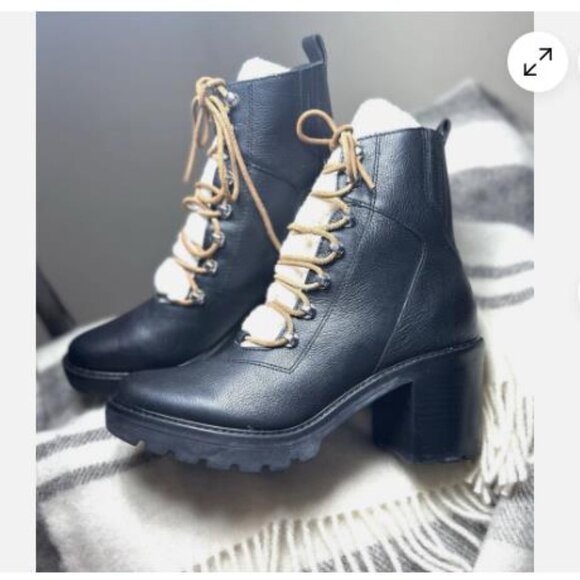 MARC FISHER LTD Denise Combat Boot Black Sz 10 - Picture 3 of 7
